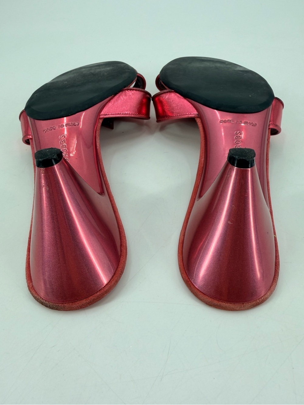 Vintage Y2K Marc Jacobs 2005 Pink Barbie Star Metallic Kitten Heel Sandals 9 - Picture 6 of 9